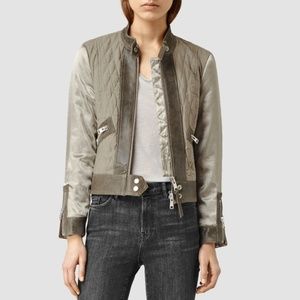 AllSaints Cross Biker Jacket - Khaki Green US 0 2